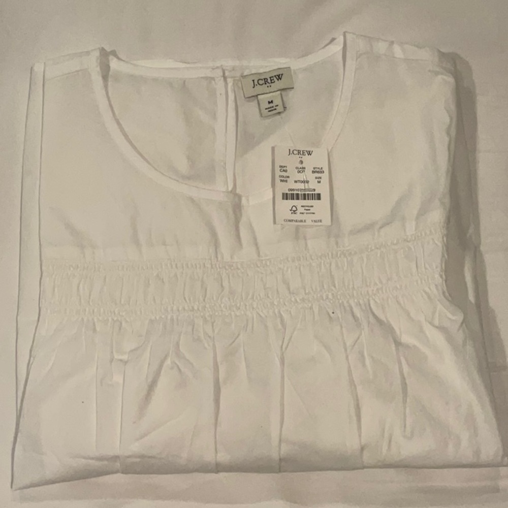 J CREW PUFF SLEEVE WHITE COTTON SHORT SLEEVE TOP